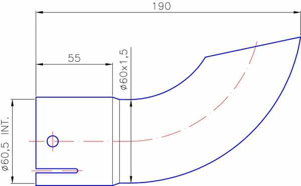 Pièces agricoles - Moteurs pièce adaptable - Embout d'échappement ø60mm