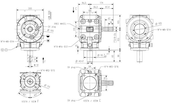 Pièces agricoles - Transmission - Boîtier T-312A 1:2,5 roue libre