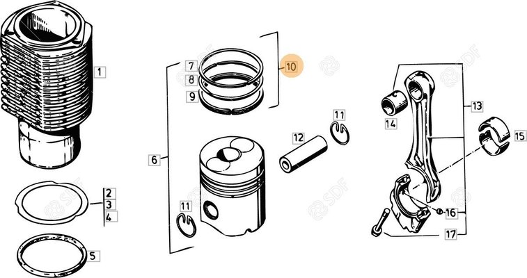Pièces agricoles - Pieces moteur - JEU DES SEGMENTS Deutz-Fahr origine