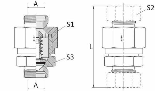 Pièces agricoles - Hydraulique - Clapet anti-retour 8L - 1 bar