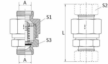Pièces agricoles - Hydraulique - Clapet anti-retour 8L - 1 bar