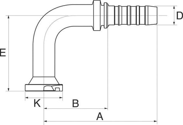 Pièces agricoles - Hydraulique - Racc. à sertir DN32+54 bride 90°