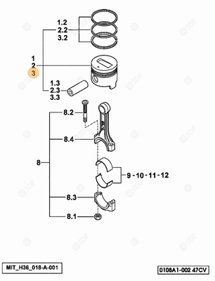 Pièces agricoles - Pieces moteur - PISTON COMPLET
