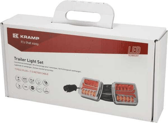 Pièces agricoles - Eclairage - Jeu de lumières LED, 12-24V, boulonné à l'arrière, câble de 7,5m, Kramp