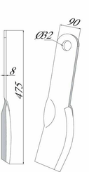 Pièces agricoles - Aménagements paysagers - Lame de gyrobroyeur 90x475 /Howard