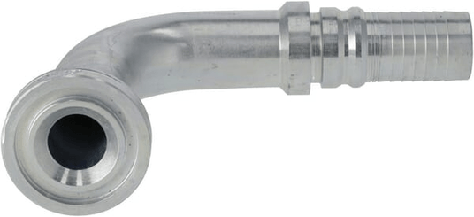 Pièces agricoles - Hydraulique - Raccord à sertir 4SH-DN25 avec bride ø47,6 mm 90° H100