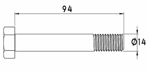 Pièces agricoles - Aménagements paysagers - Boulon à filet fin 14 x 94