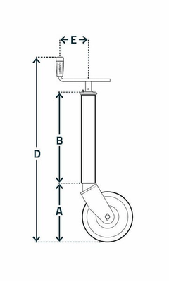 Pièces agricoles - Pièce divers - Béquille poignée horizontale roue acier Ø70x930mm