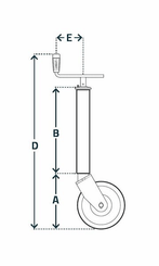 Pièces agricoles - Pièce divers - Béquille poignée horizontale roue acier Ø70x930mm