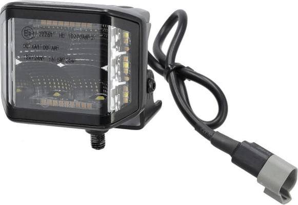 Pièces agricoles - Eclairage - Phare de travail LED, 70W, 8400 lm, carré, 12/24V, blanc/orange, 97x77x75mm prise Deutsch, faisceau diffus, 10 LED