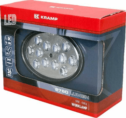 Pièces agricoles - Eclairage - Phare de travail LED ovale 36W 2760lm, 10/30V, 144x85x95mm, très longue portée 12 LED Kramp