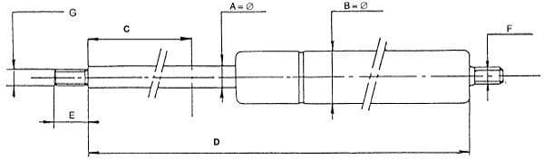Pièces agricoles - Pièce divers - Vérin à gaz L552mm-150N Stabilus