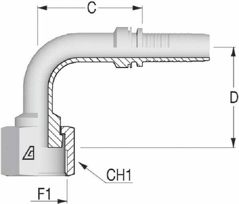 Pièces agricoles - Hydraulique - Raccord DN25-1"7/16 ORFS 90°