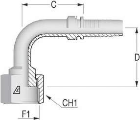 Pièces agricoles - Hydraulique - Raccord DN25-1"7/16 ORFS 90°