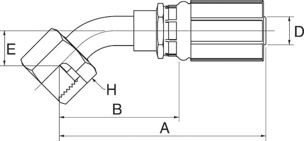 Pièces agricoles - Hydraulique - Racc. à sertir DN8-11/16 ORFS 45°