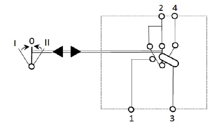 Pièces agricoles - Eclairage - Interrupteur à bascule, (I)-0-(II), maman sur maman, 12 V, 4 broches, options de traction avant
