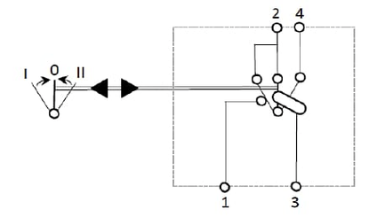 Pièces agricoles - Eclairage - Interrupteur à bascule, (I)-0-(II), maman sur maman, 12 V, 4 broches, options de traction avant