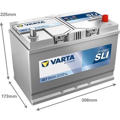 Pièces agricoles - Eclairage - Battery 12V 95Ah 830A G7 VARTA Dynamic SLI