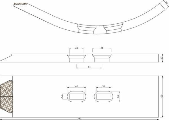 Pièces agricoles - Travail du sol - Soc 100x2 EA45/80 mm carbure