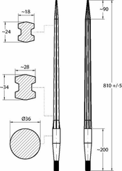Pièces agricoles - Fenaison & élevage - Dent de chargeur L-810, Ø 36, M22 x 1,5