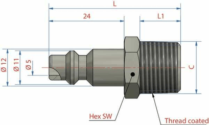 Pièces agricoles - Pièce pneumatique - Con mâle avec filetage 1/8" BSP M