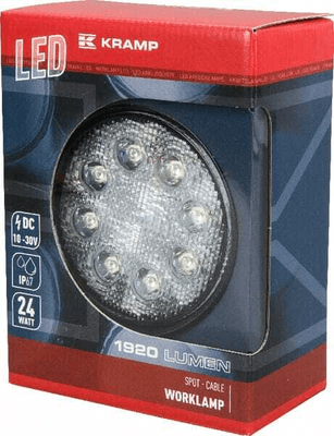 Pièces agricoles - Eclairage - Phare de travail LED rond 24W 1920lm, 10/30V, Ø 110mm, longue portée 8 LED Kramp