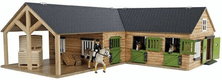 Étable à chevaux en angle avec 3 box et stockage 68x77x27cm 1:24