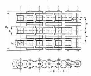 Pièces agricoles - Transmission - Chaîne à rouleaux triple 12B3