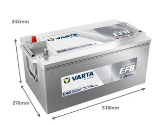 Pièces agricoles - Eclairage - Battery 12V 240Ah 1200A C40 VARTA Dynamic EFB