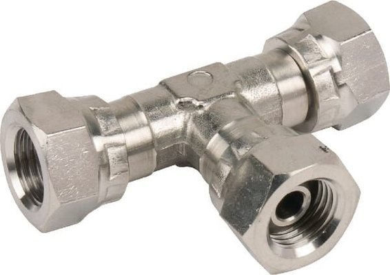 Pièces agricoles - Hydraulique - Raccord tournant en T F 3/8" SS