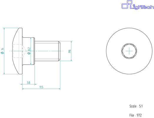 Pièces Quad & Motos - Pièces communes - Vis LIGHTECH M6 X 11,5 Type 972 Ergal cobalt à l'unité