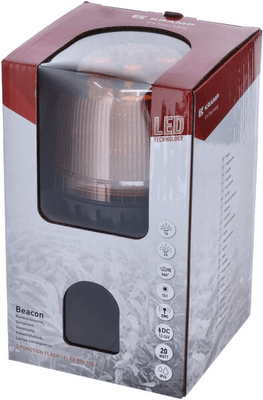 Pièces agricoles - Eclairage - Gyrophare LED, 20W, 12-24V, ambre, montage sur poteau flexible, Ø 126mm x201mm
