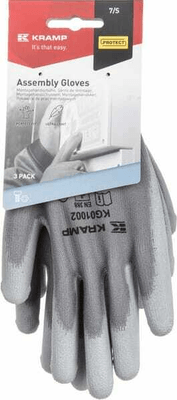 Vêtements et protections - Equipement - Gants de travail 1.001 8/M, emballage de 3, gris, Protect by Kramp