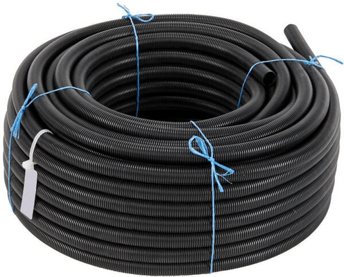 Pièces agricoles - Eclairage - Tube de protection 16mm 50m flexible ondulé, fermé, noir