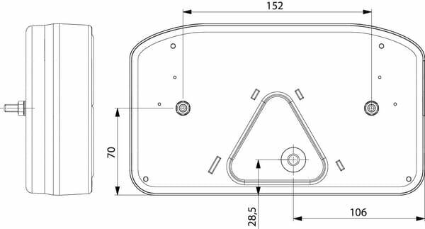 Pièces agricoles - Eclairage - Feu arrière LED rectangle droit câblé