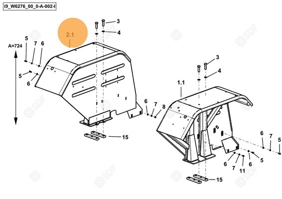 Pièces agricoles - Cabine et structure - RH FENDER ASSY +74MM