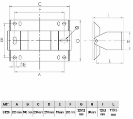 Pièces agricoles - Hydraulique - Support mural 180x204mm inox