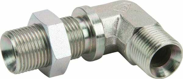 Pièces agricoles - Hydraulique - Adaptateur cloison 90° 3/8"BSP