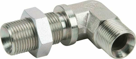 Pièces agricoles - Hydraulique - Adaptateur cloison 90° 3/8"BSP