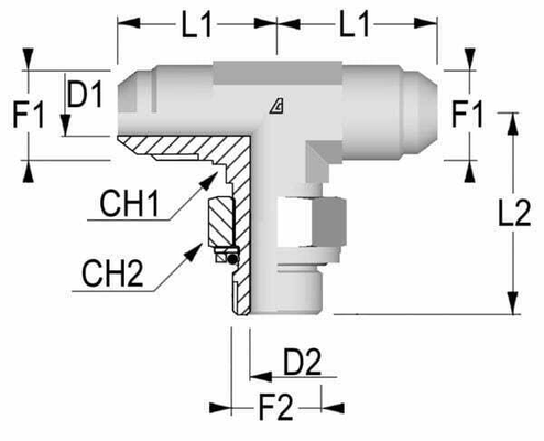Pièces agricoles - Hydraulique - Raccord T orientable JIC/BSP 3/4 - 3/8