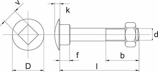 Pièces agricoles - Fasteners - Vis TRCC DIN603 M12x170