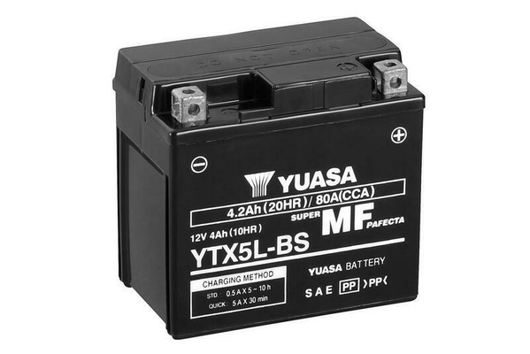 Pièces Quad & Motos - Electrique - Batterie YUASA sans entretien avec pack acide - YTX5L-BS
