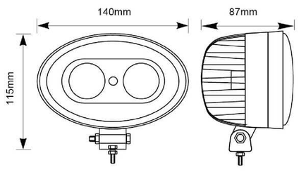 Pièces agricoles - Eclairage - Lampe de sécurité LED, bleue, 10 W, 250 lm, ovale, 10-80 V, Spot, 2 LED, Kramp