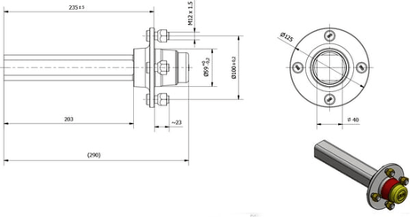 Pièces agricoles - Pièce divers - Fusée d'essieu non freinée 40x200mm (59/100/4)