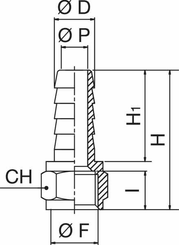Pièces agricoles - Pièce pneumatique - Embout de tuyau 6 mm x 1/4"