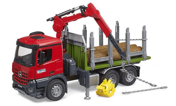 Loisirs - Jouets - Camion à bois MB Arocs avec grue de chargement, grappin, 3 coffres