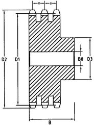 Pièces agricoles - Transmission - Pignon Triplex 14 dents chaîne 3/4" 12 B-3 Kramp