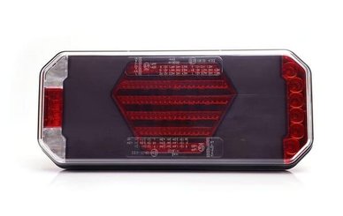 Pièces agricoles - Eclairage - Feu arrière multifonction LED, droit, rouge/orange/blanc, 12-24 V, 236 x 104 x 40,5 mm