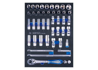 Outils - Outils divers - Module mousse + PP 44 pièces douilles 3/8" et accessoires