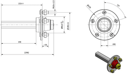 Pièces agricoles - Pièce divers - Fusée d'essieu non freinée 40x200mm (93.5/140/5)